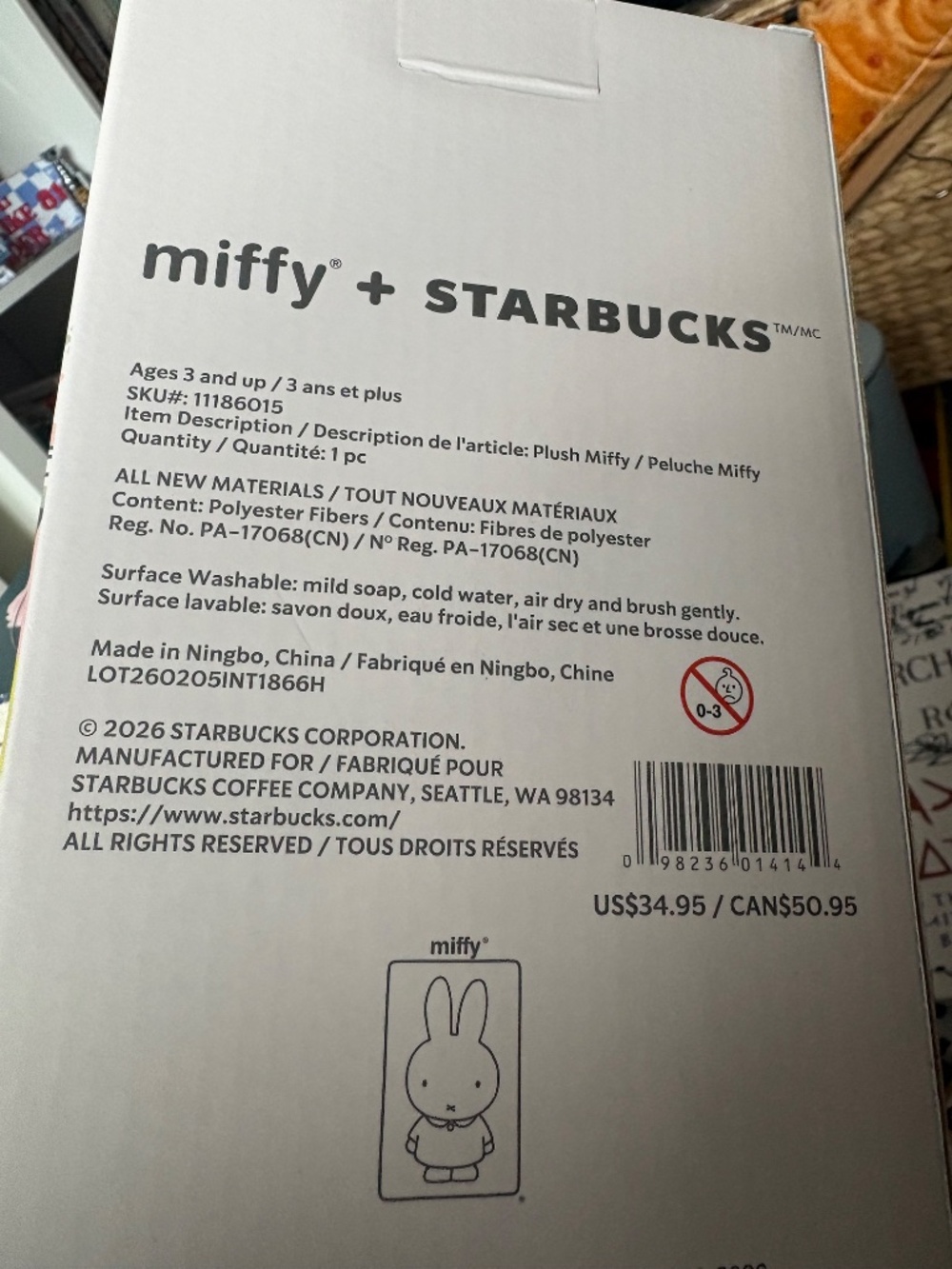BNIB unopened Miffy x Starbucks stuffie toy in apron - Picture 2 of 2